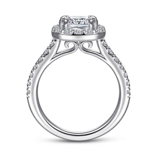 14K White Gold Cushion Halo Diamond Engagement Ring