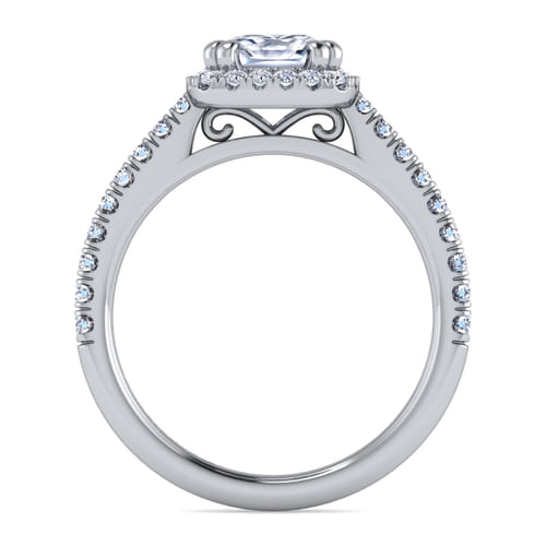 14K White Gold Cushion Halo Diamond Engagement Ring