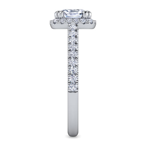 14K White Gold Cushion Halo Diamond Engagement Ring