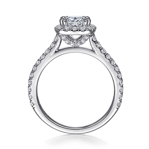 14K White Gold Cushion Halo Diamond Engagement Ring