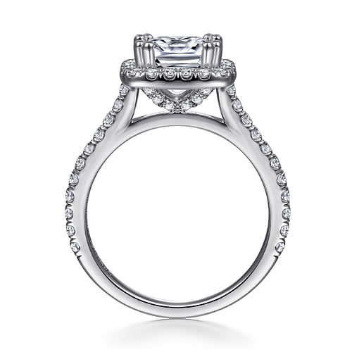 14K White Gold Cushion Halo Diamond Engagement Ring