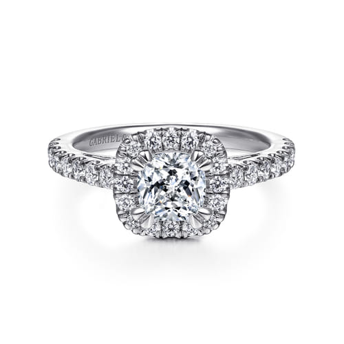 14K White Gold Cushion Halo Diamond Engagement Ring 14K White Gold Cushion Halo Diamond Engagement Ring