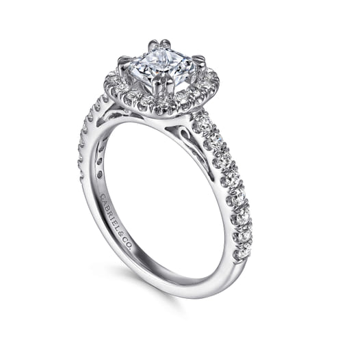 14K White Gold Cushion Halo Diamond Engagement Ring 14K White Gold Cushion Halo Diamond Engagement Ring