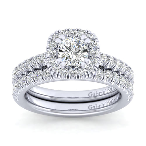 14K White Gold Cushion Halo Diamond Engagement Ring 14K White Gold Cushion Halo Diamond Engagement Ring