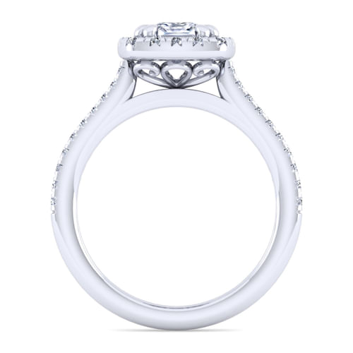14K White Gold Cushion Halo Diamond Engagement Ring