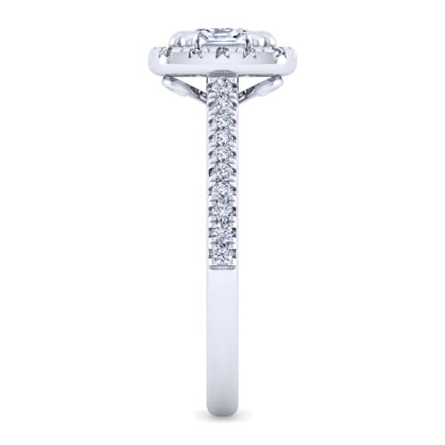 14K White Gold Cushion Halo Diamond Engagement Ring