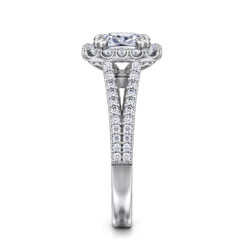 14K White Gold Cushion Halo Diamond Engagement Ring