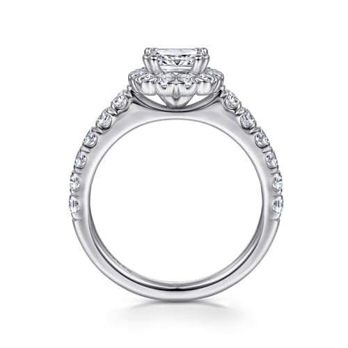 14K White Gold Cushion Halo Diamond Engagement Ring
