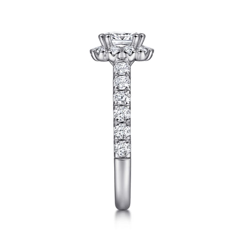 14K White Gold Cushion Halo Diamond Engagement Ring