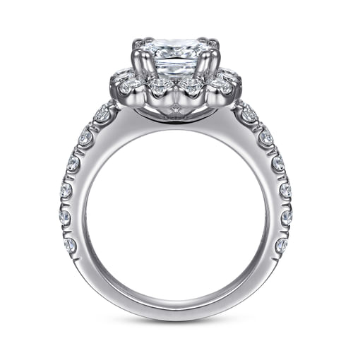 14K White Gold Cushion Halo Diamond Engagement Ring