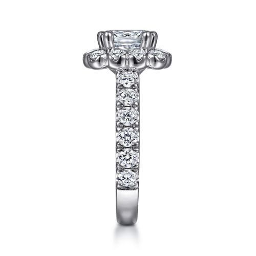 14K White Gold Cushion Halo Diamond Engagement Ring