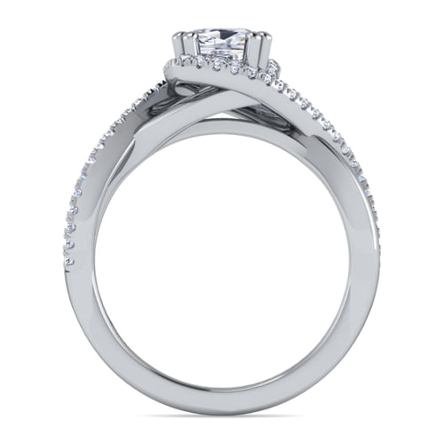14K White Gold Cushion Halo Diamond Engagement Ring