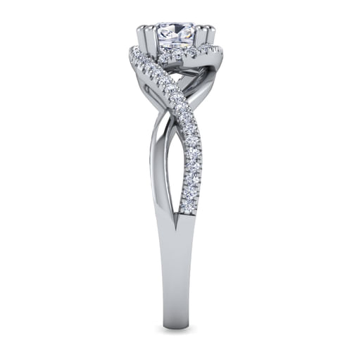 14K White Gold Cushion Halo Diamond Engagement Ring