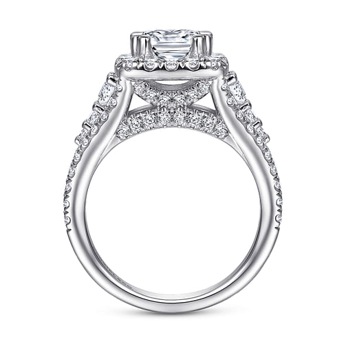 14K White Gold Cushion Halo Diamond Engagement Ring