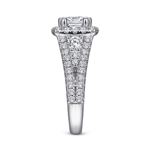 14K White Gold Cushion Halo Diamond Engagement Ring