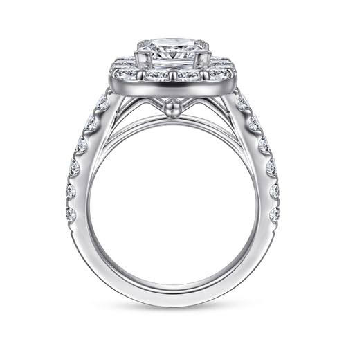 14K White Gold Cushion Halo Diamond Engagement Ring