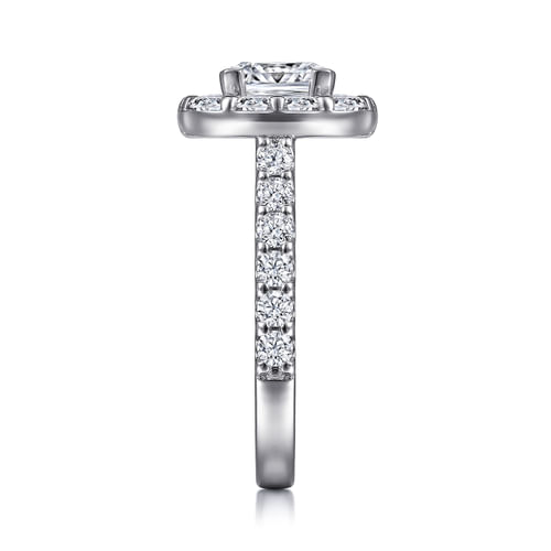 14K White Gold Cushion Halo Diamond Engagement Ring