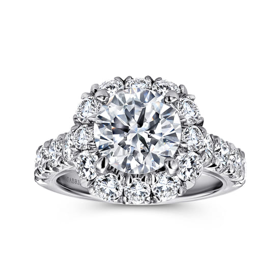 14K White Gold Cushion Halo Round Diamond Engagement Ring angle 5