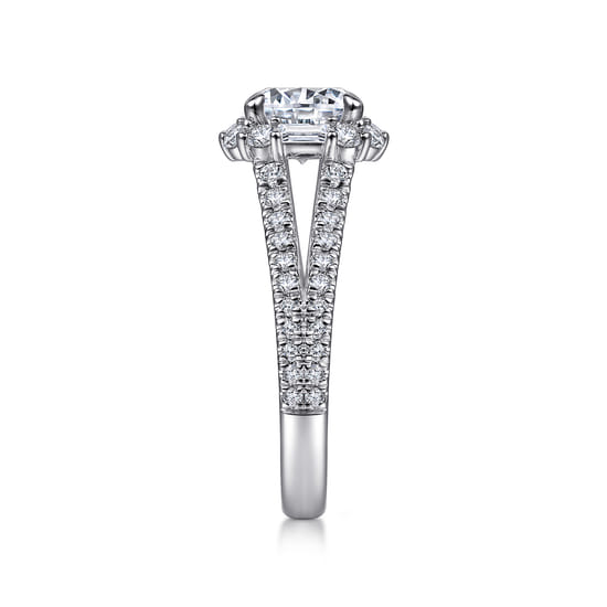 14K White Gold Cushion Halo Round Diamond Engagement Ring angle 5