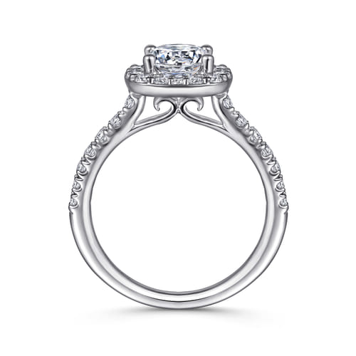 14K White Gold Cushion Halo Round Diamond Engagement Ring 14K White Gold Cushion Halo Round Diamond Engagement Ring