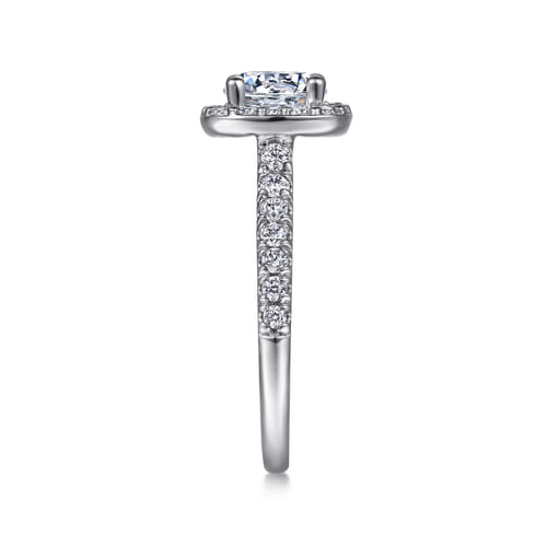 14K White Gold Cushion Halo Round Diamond Engagement Ring 14K White Gold Cushion Halo Round Diamond Engagement Ring