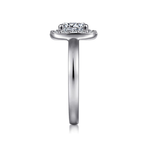 14K White Gold Cushion Halo Round Diamond Engagement Ring