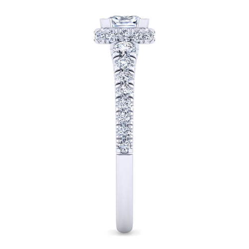 14K White Gold Cushion Hidden Halo Diamond Engagement Ring