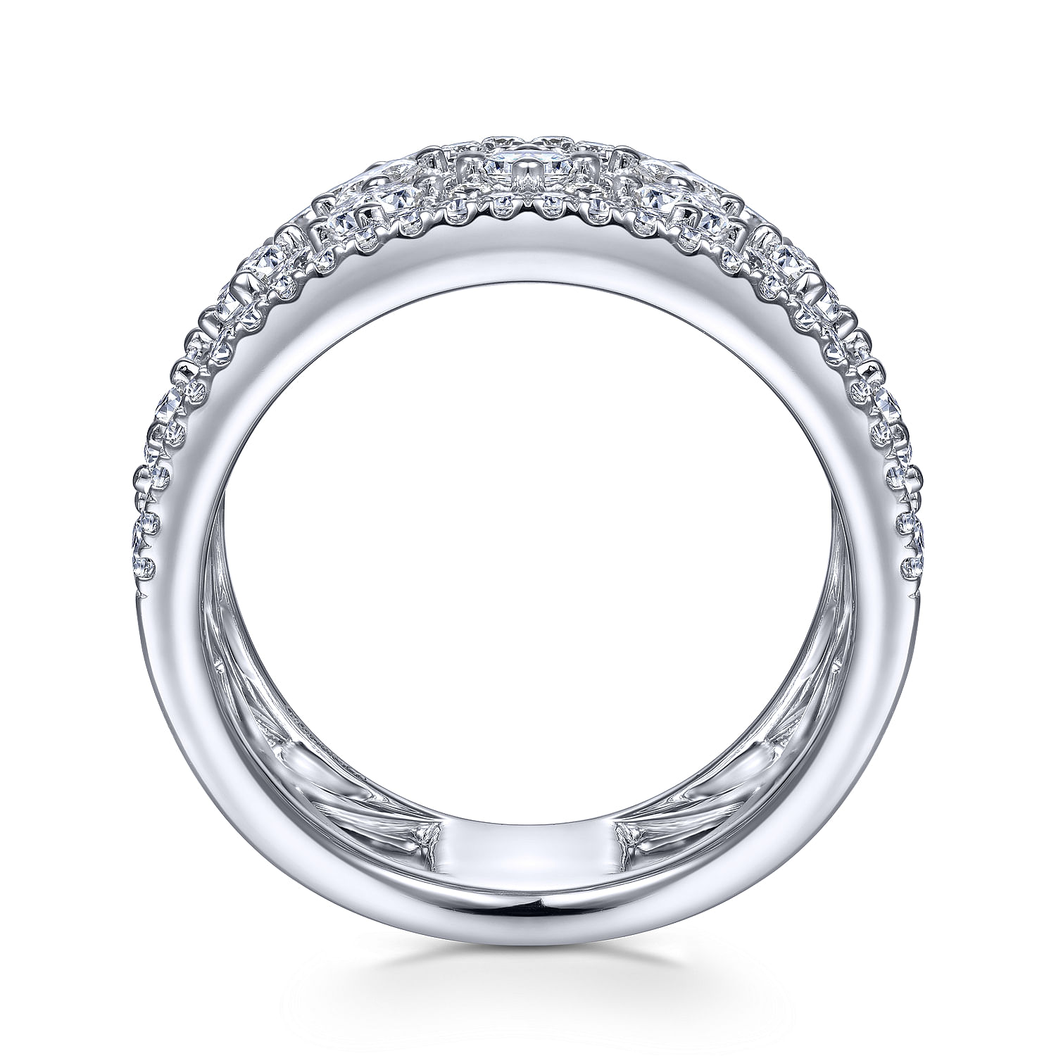 14K White Gold Cutout Diamond Wide Band Ring