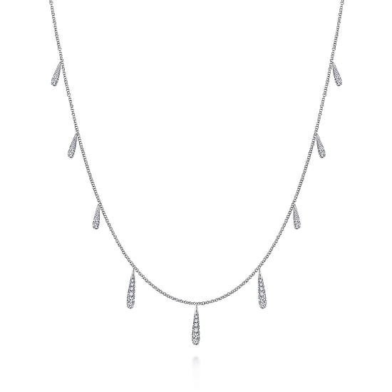 Gabriel - 14K White Gold Dangling Diamond Station Necklace