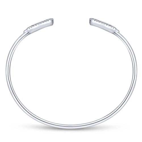 14K White Gold Diamond & Black Mother of Pearl Bangle