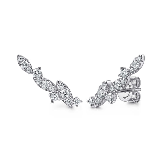 Gabriel - 14K White Gold Diamond Marquise Ear Climber Earrings Gabriel - 14K White Gold Diamond Marquise Ear Climber Earrings