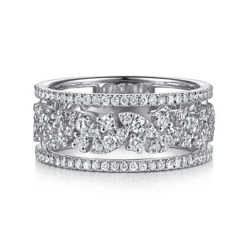 14K White Gold Diamond  Marquise Easy Stackable Ring