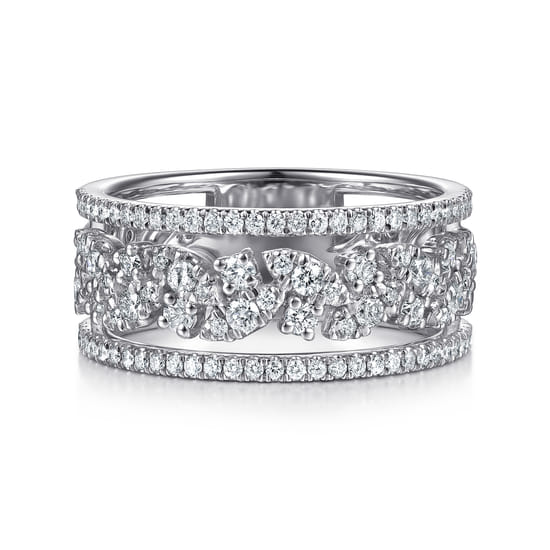 Gabriel - 14K White Gold Diamond  Marquise Easy Stackable Ring