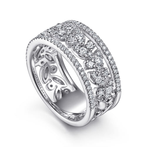 14K White Gold Diamond  Marquise Easy Stackable Ring