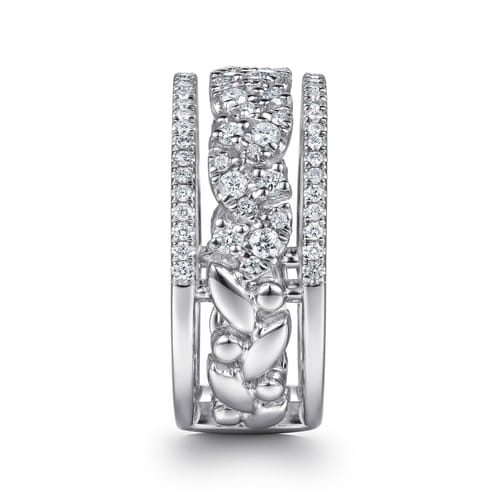 14K White Gold Diamond  Marquise Easy Stackable Ring