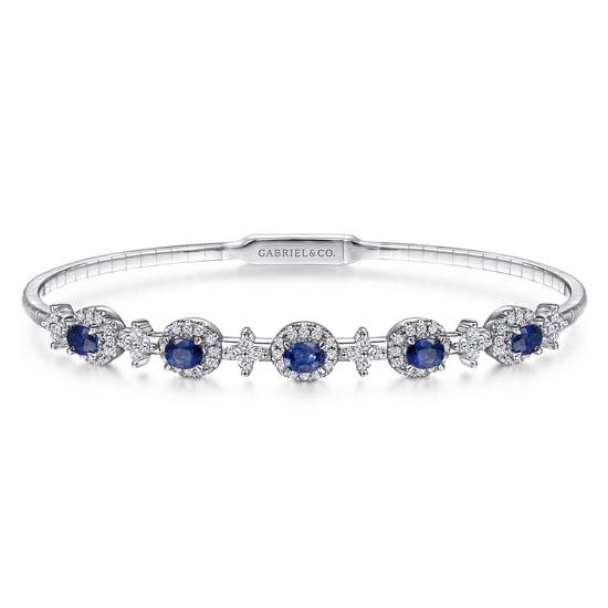 Gabriel - 14K White Gold Diamond & Sapphire Bangle