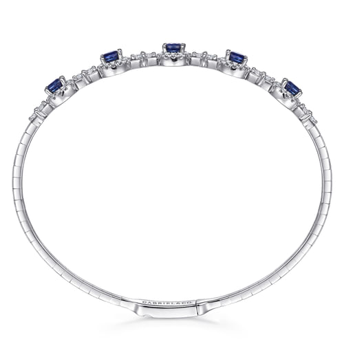 14K White Gold Diamond & Sapphire Bangle