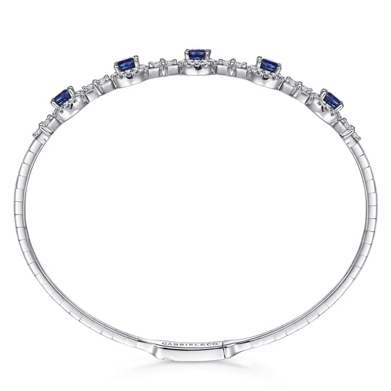 14K White Gold Diamond & Sapphire Bangle angle 3