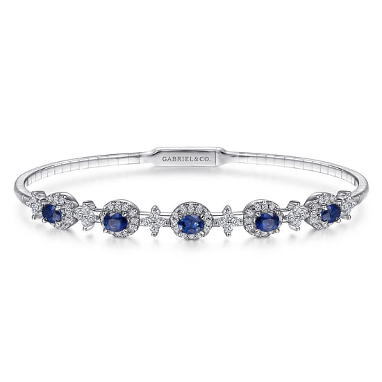 Gabriel - 14K White Gold Diamond & Sapphire Bangle