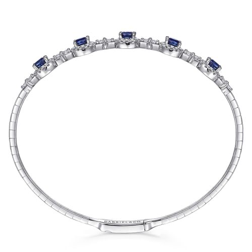 14K White Gold Diamond & Sapphire Bangle