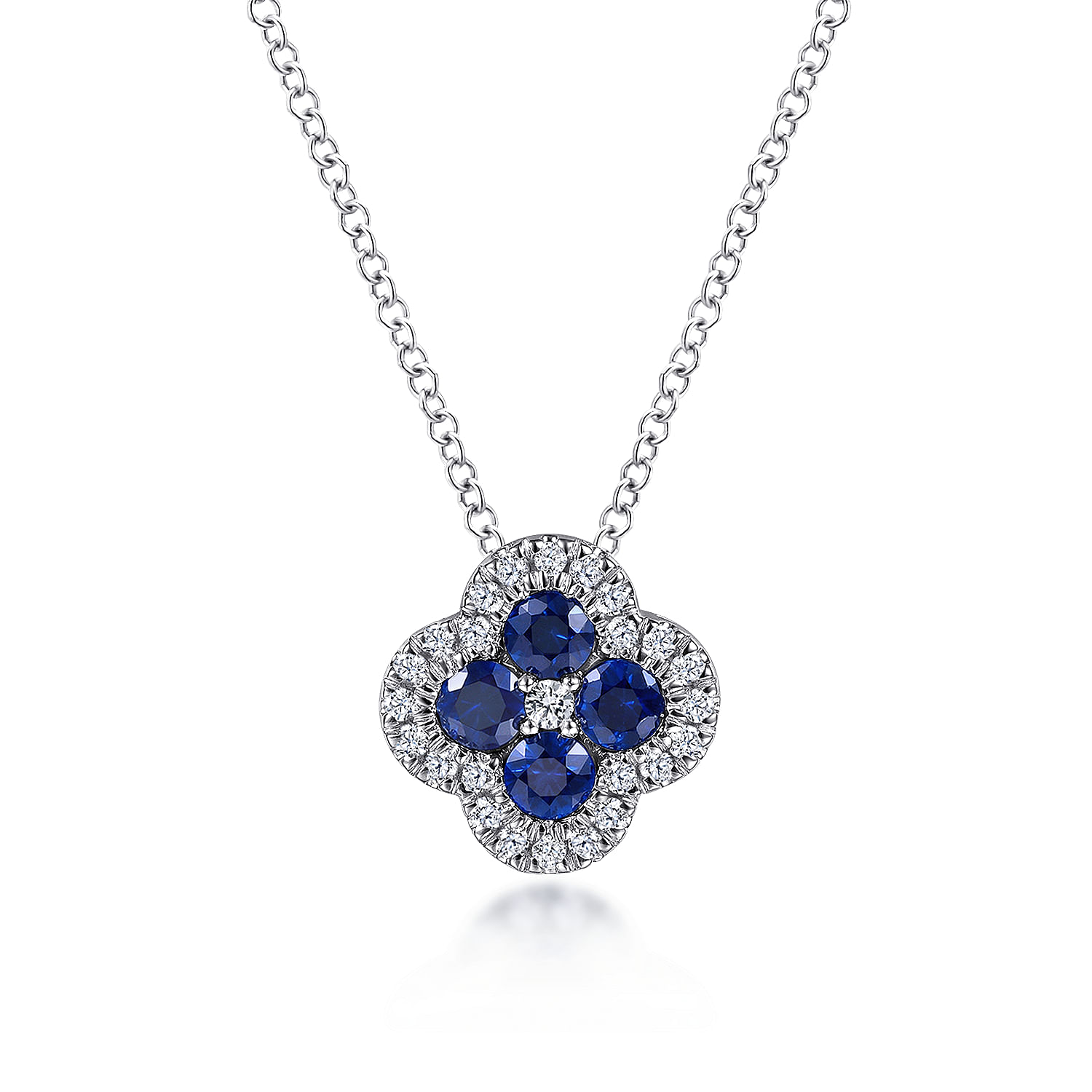 Gabriel - 14K White Gold Diamond & Sapphire Pendant Necklace