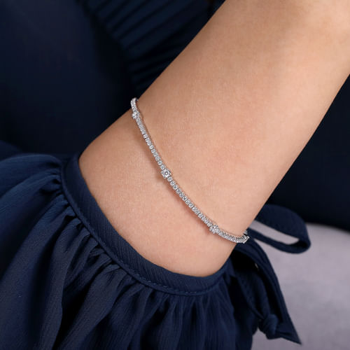 14K White Gold Diamond  Tennis Bracelet