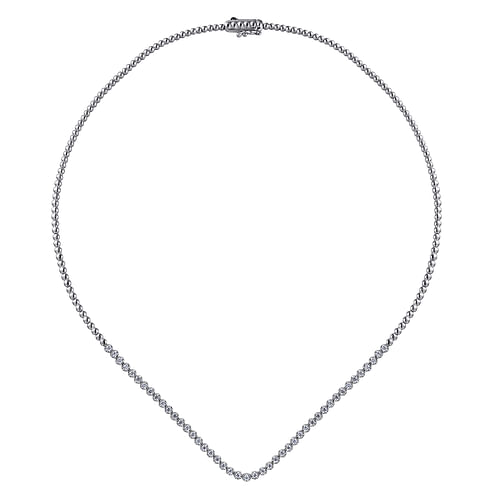 14K White Gold Diamond  Tennis Necklace