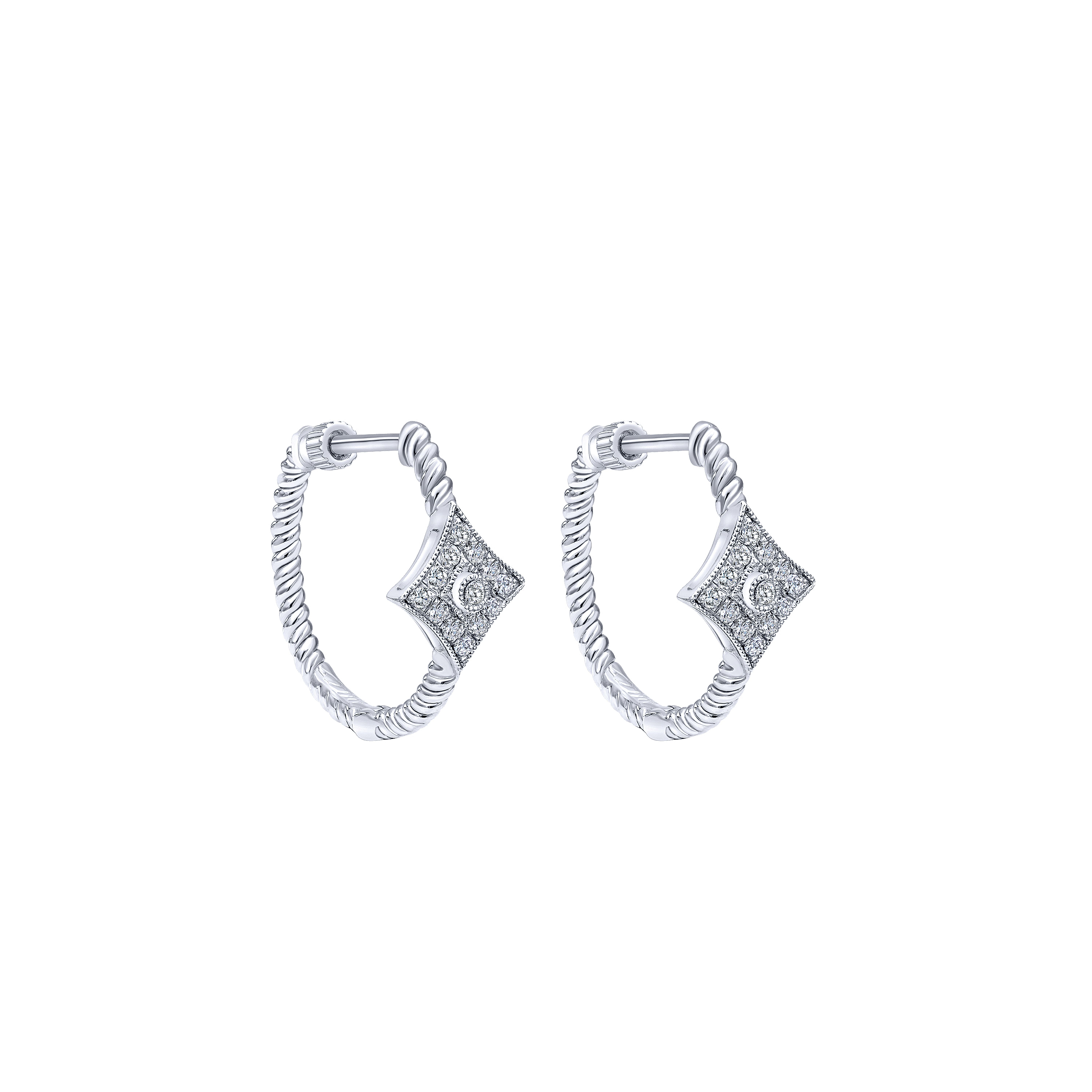 14K White Gold Diamond 20mm Fashion Earrings