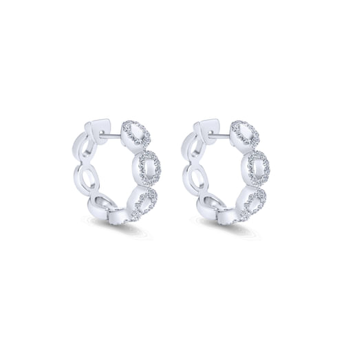 14K White Gold Diamond 20mm Fashion Earrings
