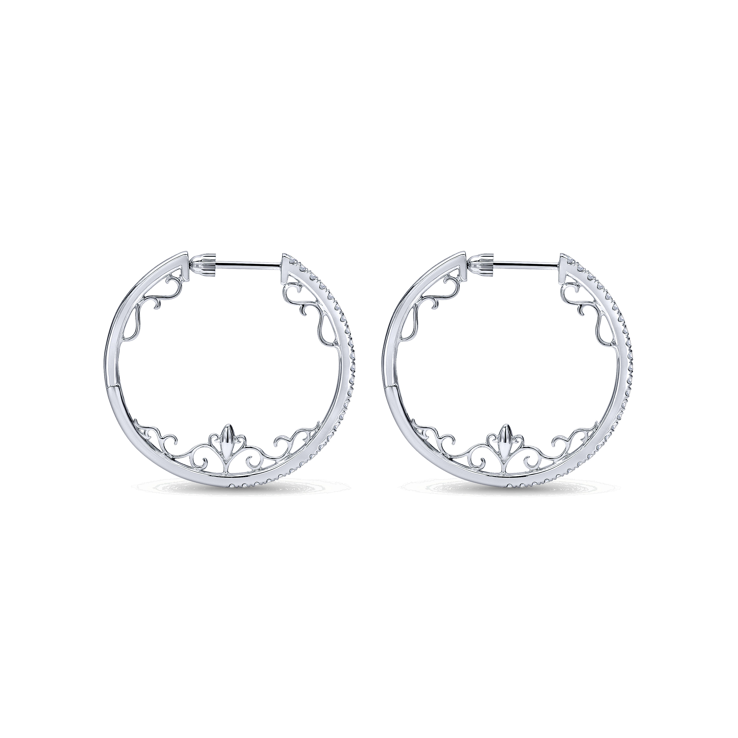 14K White Gold Diamond 25mm Fashion Earrings