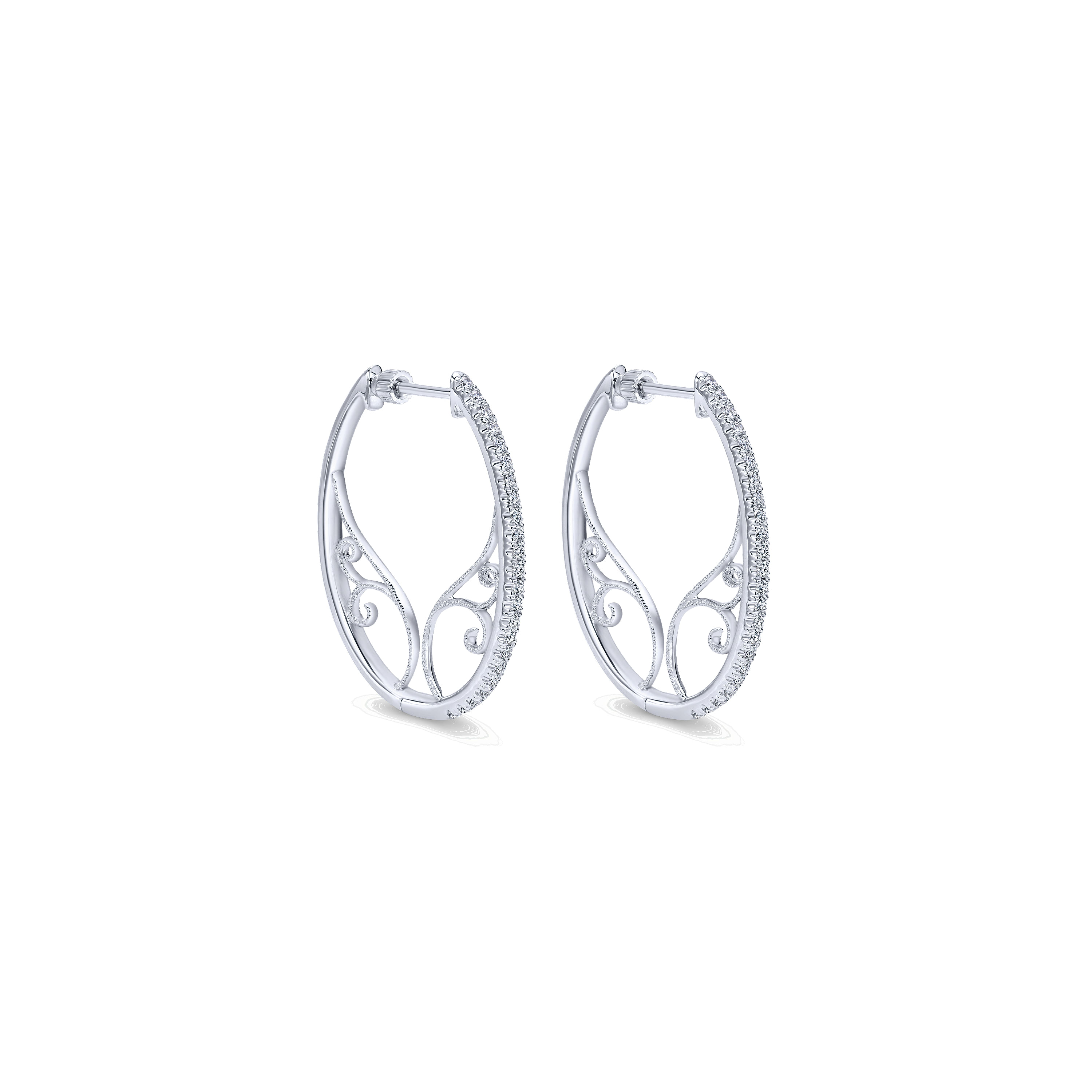 14K White Gold Diamond 25mm Fashion Earrings