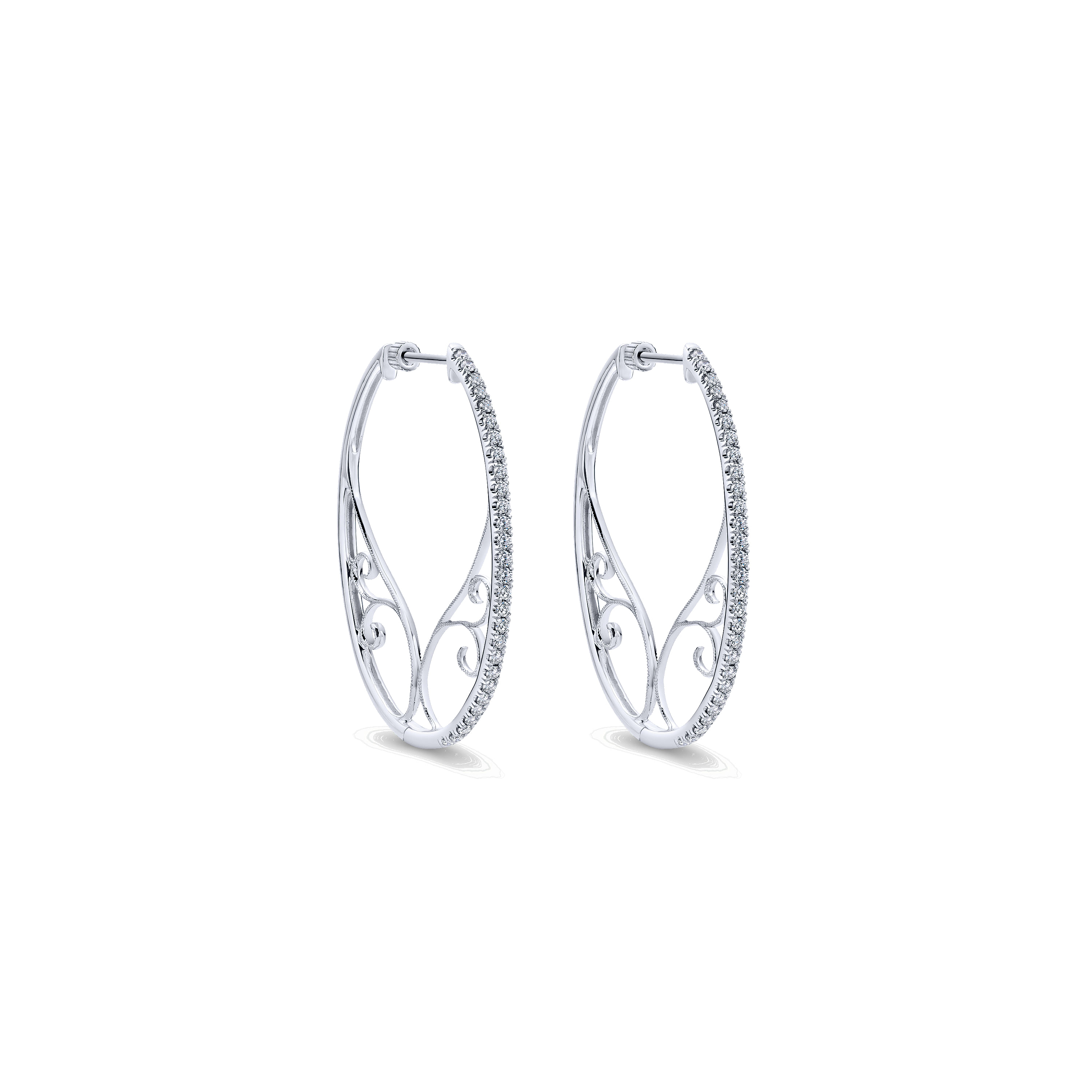 14K White Gold Diamond 35mm Fashion Earrings