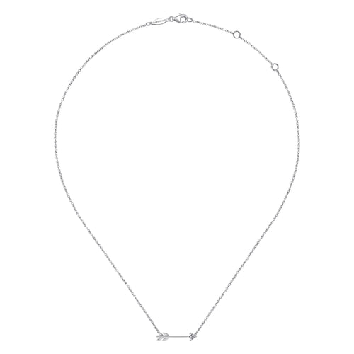 14K White Gold Diamond Arrow Necklace