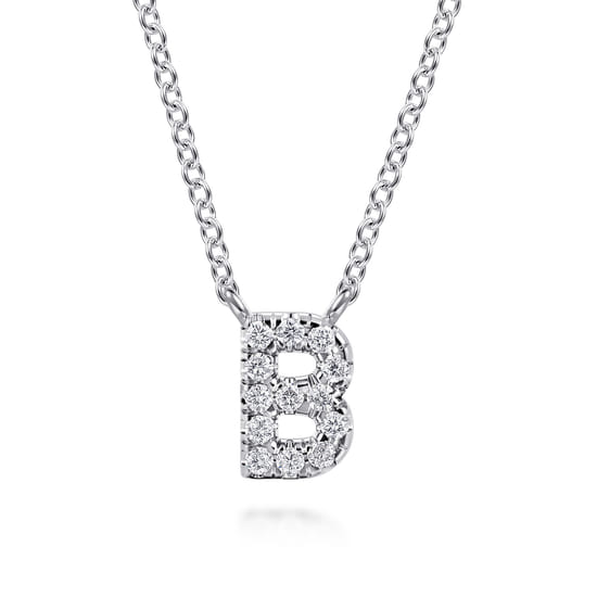 Gabriel - 14K White Gold Diamond B Initial Pendant Necklace